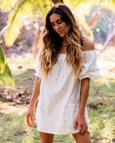 Billabong On The Shore Babydoll Mini Šaty Natural | EFTKHL-910