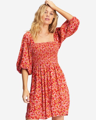 Billabong Paradise Days Mini Šaty Růžové | EGQKIZ-689