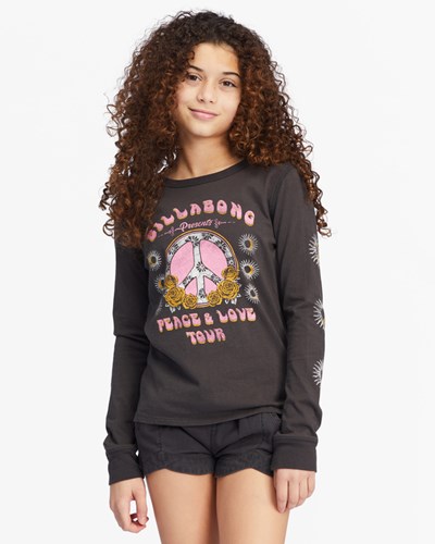 Billabong Peace Be The Journey Long Sleeve Grafická Boyfriend T-Shirt Černé | KHTORD-143