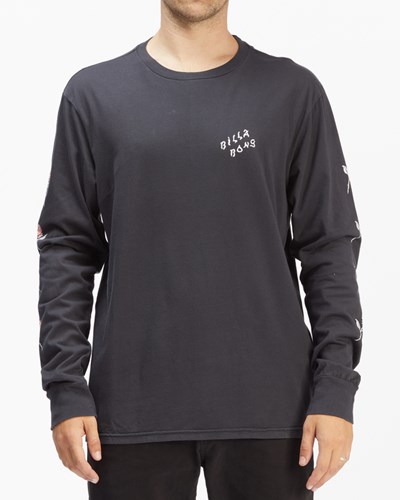 Billabong Peace Wave Washed Long Sleeve T-Shirt Černé | TKEJRB-071