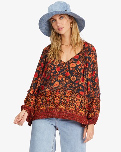Billabong Peace & Love Long Sleeve Blouse Černé | IUGDPR-150