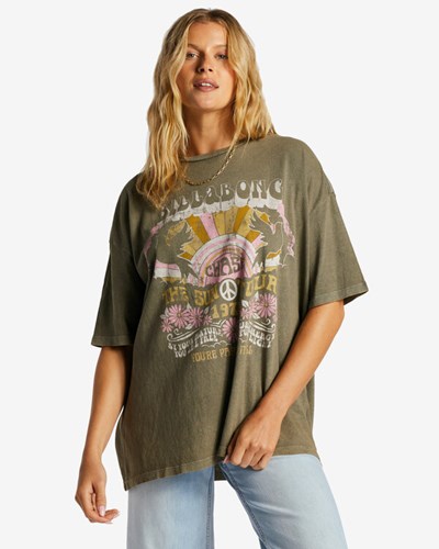 Billabong Retro Sunshine T-shirt Sage | HVIPKW-647