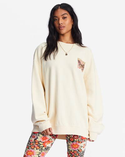 Billabong Ride In Oversized Crewneck Sweatshirt Bílé | NTJOUY-867
