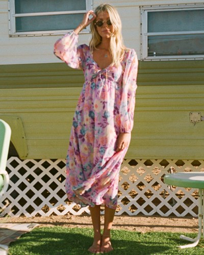 Billabong Salty Blonde Paradise Love Long Sleeve Midi Šaty Lovin Lilac | NVXASO-461