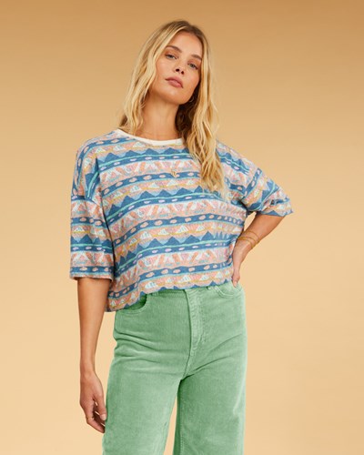 Billabong Salty Blonde Still Salty Boxy T-Shirt Multi | NJXEQD-701