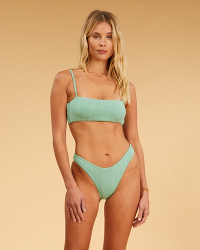 Billabong Salty Blonde Sunset Rib Tank Bikiny Top Washed Grass | RNZYGL-634