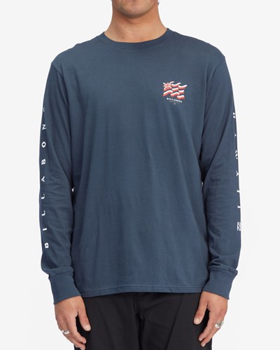 Billabong Salute Hawaii Long Sleeve T-Shirt Tmavě Blankyt | ECXNWQ-243