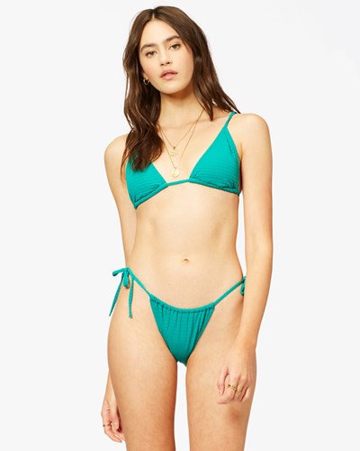 Billabong Seein' Green Hi Point Pantofle Smocked Triangle Bikiny Top Emerald | IHAFNO-460