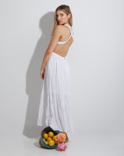 Billabong Shore Thing Maxi Šaty Bílé | UCRXNB-137