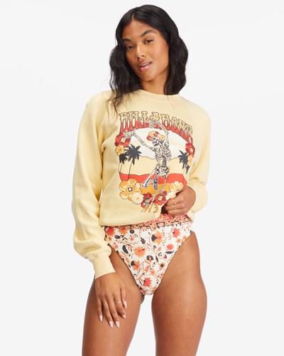 Billabong Shrunken Crew Pullover Sweatshirt Buttermilk | VOCHGM-601