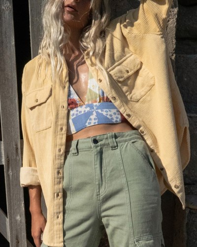 Billabong So Stoked Cord Long Sleeve Top Buttermilk | UBKMCX-603