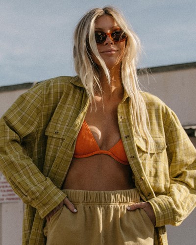 Billabong So Stoked Oversized Button-Down Flannel Shirt Zelene | ZMQXKD-295