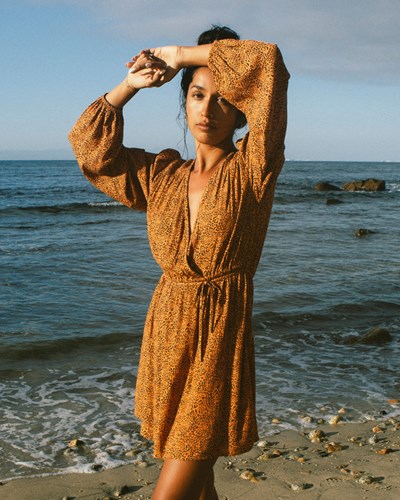 Billabong Spring Romance Mini Wrap Šaty Toffee | WHYDKZ-321