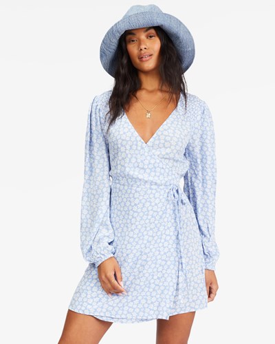 Billabong Spring Romance Mini Wrap Šaty Baby Blues | XPJQYD-680