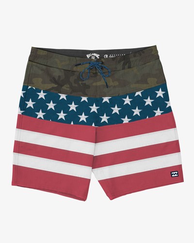 Billabong Stars Stripes Tribong Lo Tide Boardshorts 19" Červené Bílé Blankyt | UCSRJK-972