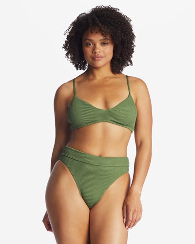 Billabong Summer High V-Neck Bralette Bikiny Top Fern | UIXOSP-687