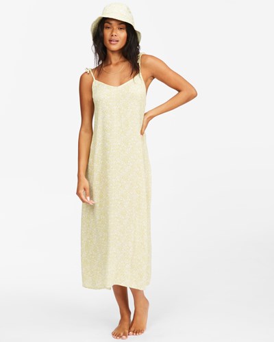 Billabong Sunbright Midi Slip Šaty Lime | ICEZYJ-374