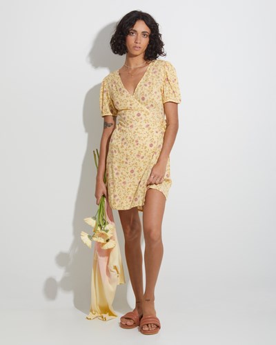Billabong Sunlit Wrap Šaty Žluté | TZWKMC-819