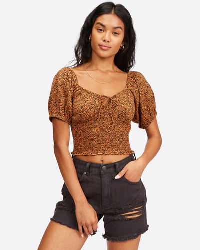 Billabong Sweet Sunset Printed Knit Top Toffee | KWJDRV-802