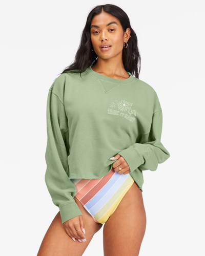 Billabong Take It Easy Crewneck Sweatshirt Agave | LIKYJQ-891