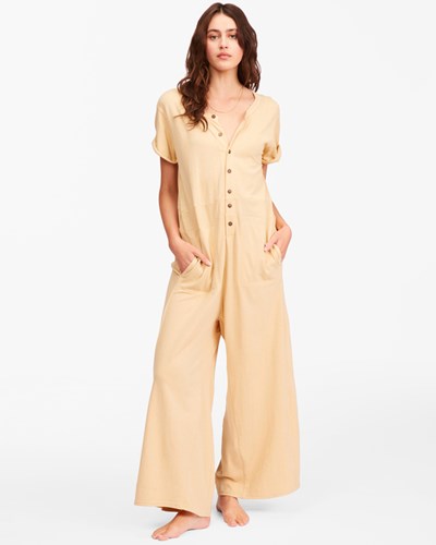 Billabong That Kind Of Day Knit Jumpsuit Desert Sand | JXASHW-274