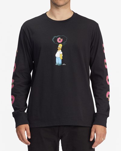 Billabong The Simpsons Donut Organic Long Sleeve T-Shirt Černé | GPCBLK-730