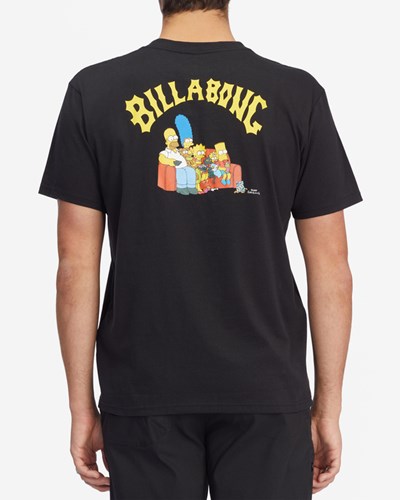 Billabong The Simpsons Family Couch Organic Krátké Sleeve T-Shirt Černé | UKGLWZ-153