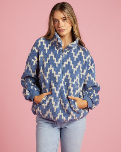 Billabong Time Off Half-Zip Fleece Pullover Indigo | NIXMZL-249