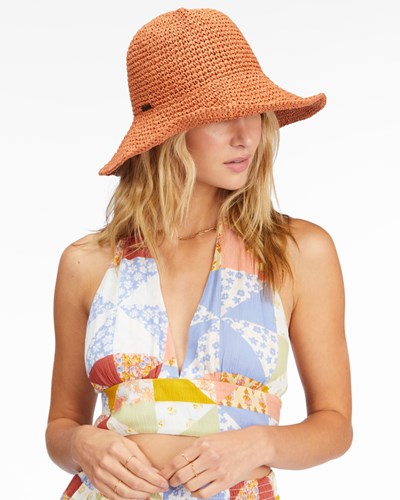Billabong Time To Shine Straw Bucket Hat Desert Clay | FOSQNH-192