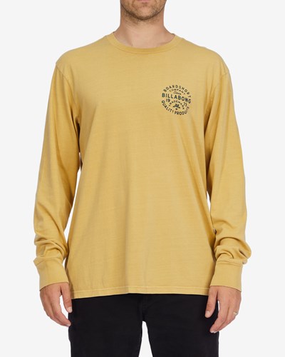 Billabong Union Wave Washed Long Sleeve T-Shirt Straw | AUQGKC-549