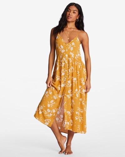 Billabong Venice Babe Midi Slip Šaty Golden Spice | LKSIHC-120