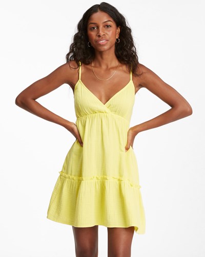 Billabong Wave After Wave Babydoll Mini Šaty Citron | TMYBRE-341