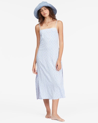 Billabong Weekend Waves Midi Slip Šaty Baby Blues | NDOKME-057