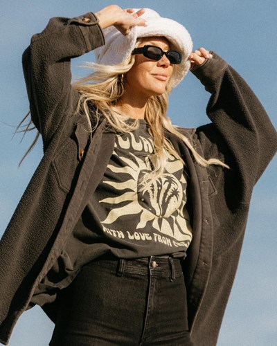 Billabong With Love From The Sun Oversized Grafická Boyfriend T-Shirt Černé | HGUBNM-673