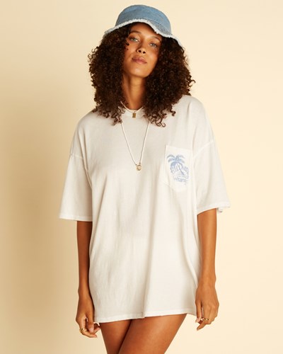 Billabong Wrangler Boyfriend Tee Oversized T-Shirt Salt Crystal | VMHQAS-190