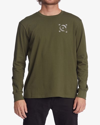 Billabong Wrangler Sands Of Time Organic Long Sleeve T-Shirt Military | DAEWXS-726