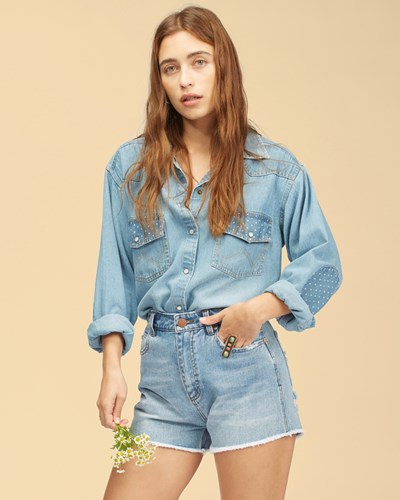 Billabong Wrangler Showdown Denim Krátké Blankyt | QXFNBY-295