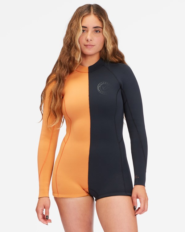 Billabong 2/2 Spring Fever Back Zip Long Sleeve Spring Suit Černé | HFRUCQ-956
