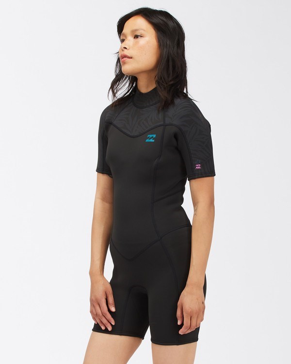 Billabong 2/2 Synergy Back Zip Krátké Sleeve Springsuit Černé | BCNDSG-906