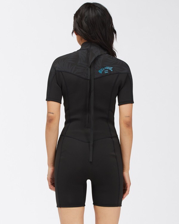 Billabong 2/2 Synergy Back Zip Krátké Sleeve Springsuit Černé | BCNDSG-906