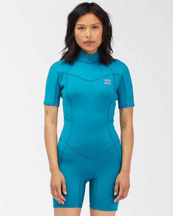 Billabong 2/2 Synergy Back Zip Krátké Sleeve Springsuit Blankyt | RQLPYK-089