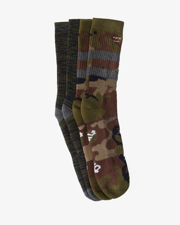 Billabong 2-Pack Camo Crew Socks Zelene | FZQBKU-126