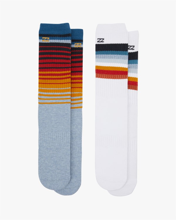 Billabong 2 Pack Faded Stripe Crew Socks Bílé | GEOFJW-134