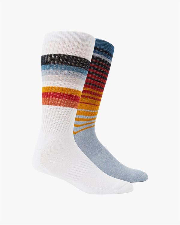 Billabong 2 Pack Faded Stripe Crew Socks Bílé | GEOFJW-134