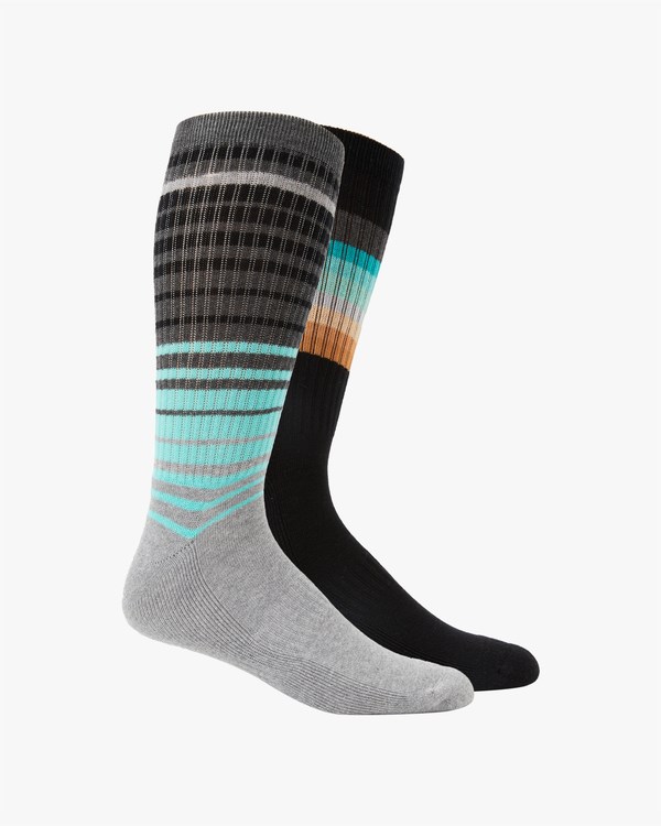 Billabong 2 Pack Faded Stripe Crew Socks Černé | GJQVKU-870