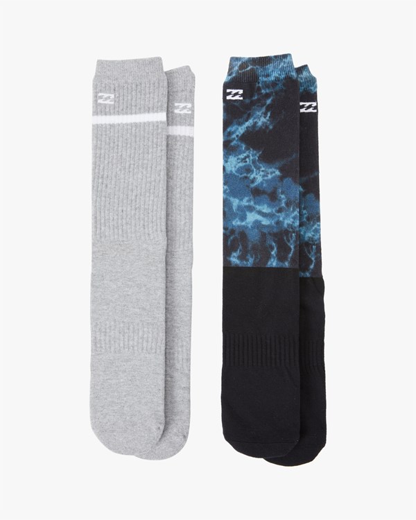 Billabong 2 Pack Ocean Dye Crew Socks Černé | NJEUGL-198