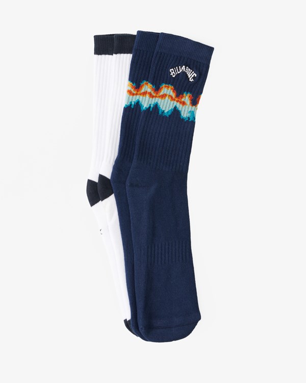 Billabong 2-Pack Tie-Dye Crew Socks Tmavě Blankyt | UMVHQE-704