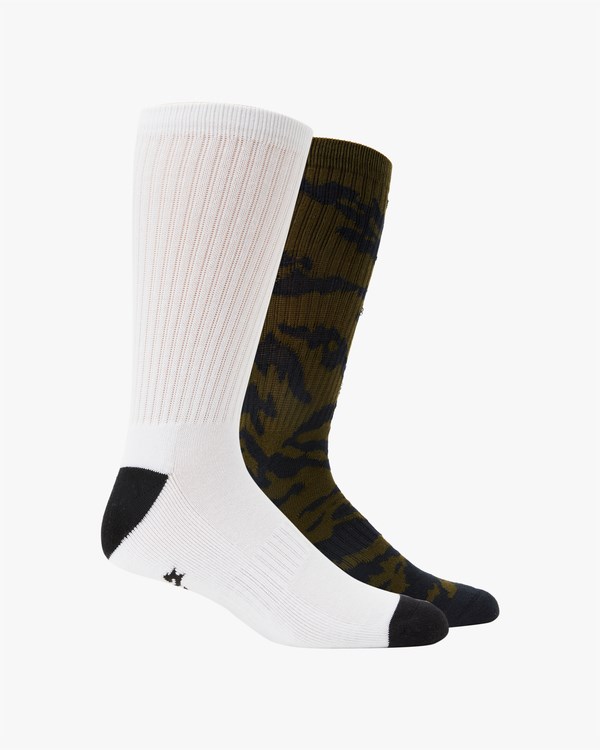 Billabong 2 Pack Zebra Block Crew Socks Olivy Zelené | BWYCIG-931