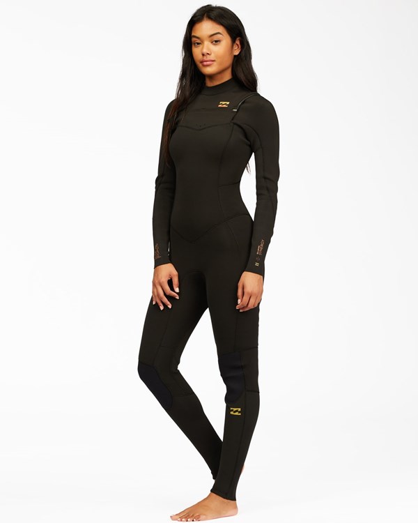 Billabong 3/2 Synergy Chest Zip Full Wetsuit Černé | UJNBCR-594