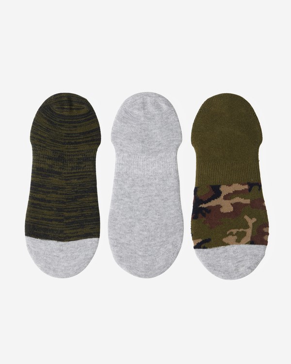 Billabong 3-Pack Camo No-Show Socks Zelene | MDGTZY-782